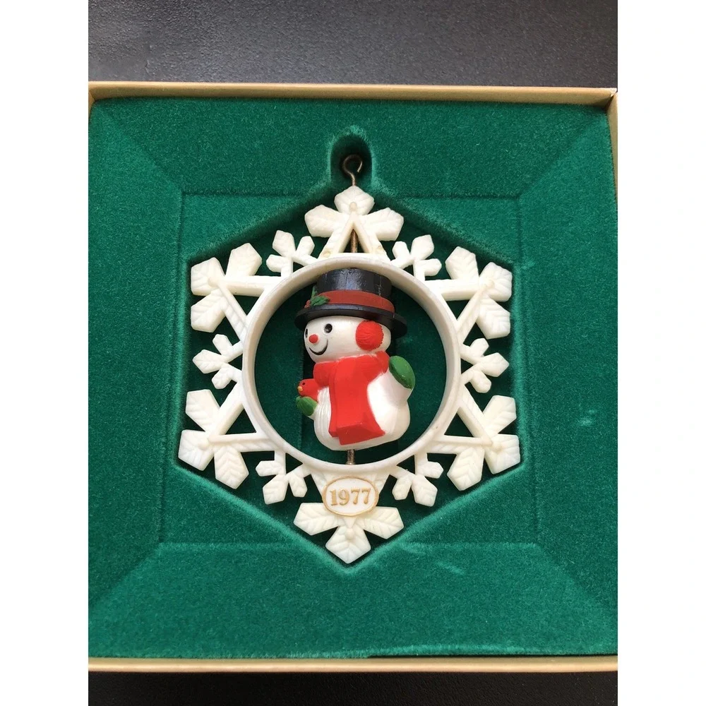 1977‎ Hallmark Twirl About Snowman Tree Trimmer Dated Ornament W/Box